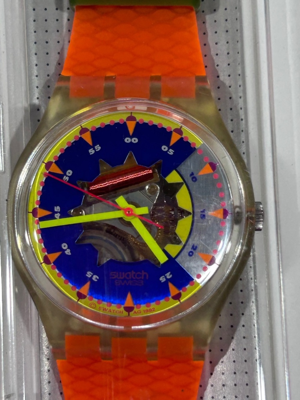 1992 Vintage Swatch Watch "GK151 Sol" Water Resis(30met) Skeletonized Dial-RARE*